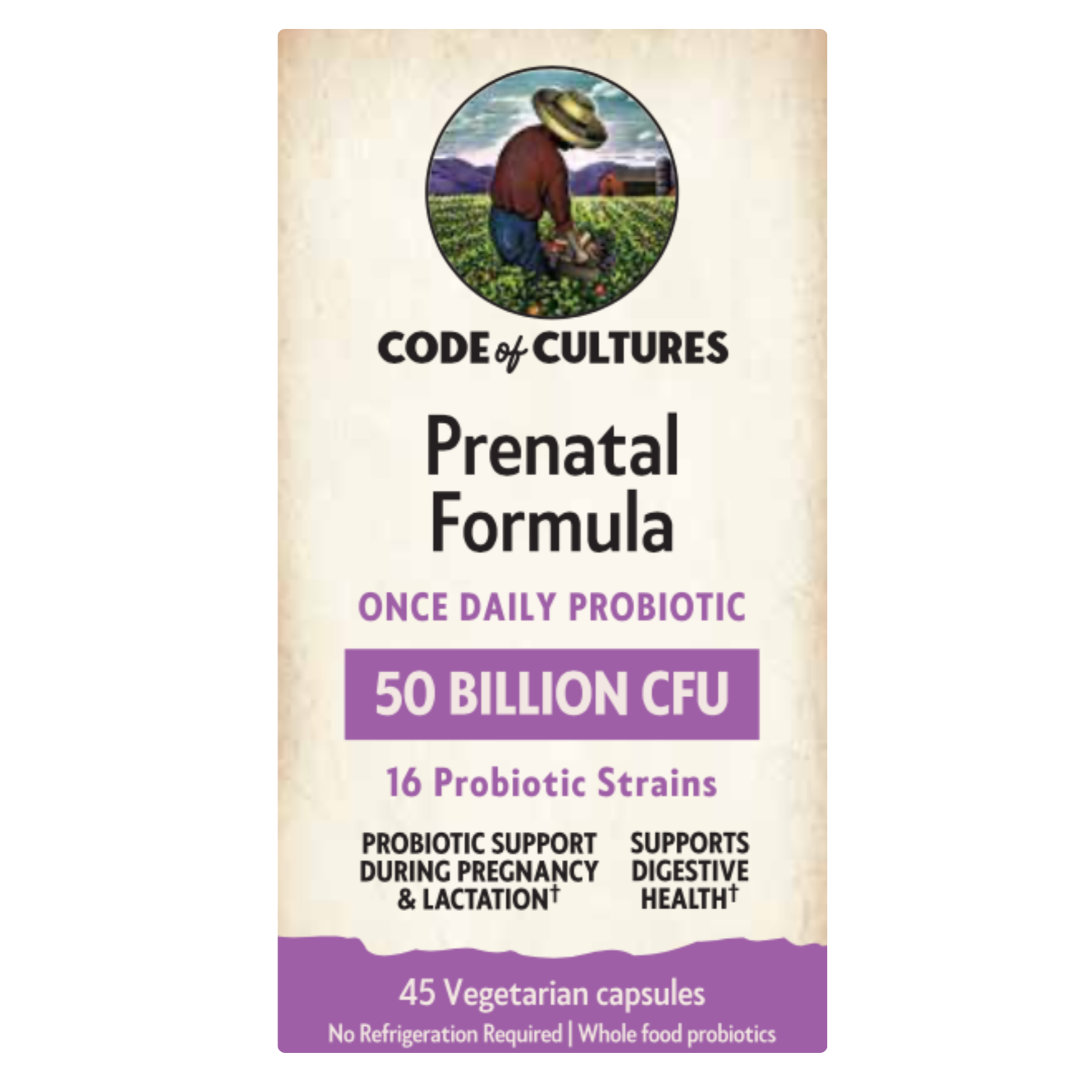 Code of Cultures Prenatal Formula probiotic package on a white background