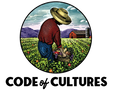Logo of 'Code of Cultures' with a farmer in a field and barn in the background.